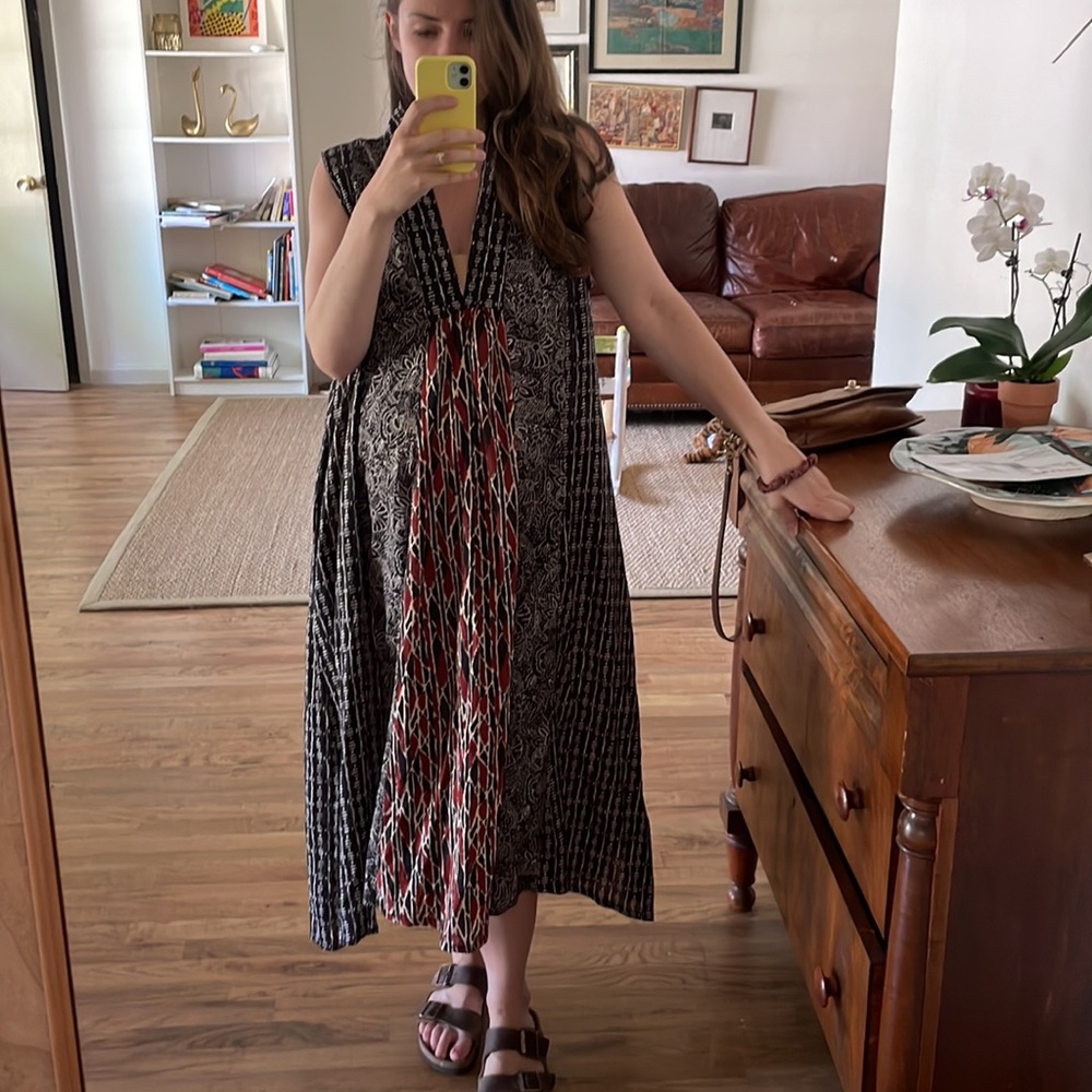 Cost Plus World Market Black Maxi Dress with Red Accent Panels - Picture 2 of 10